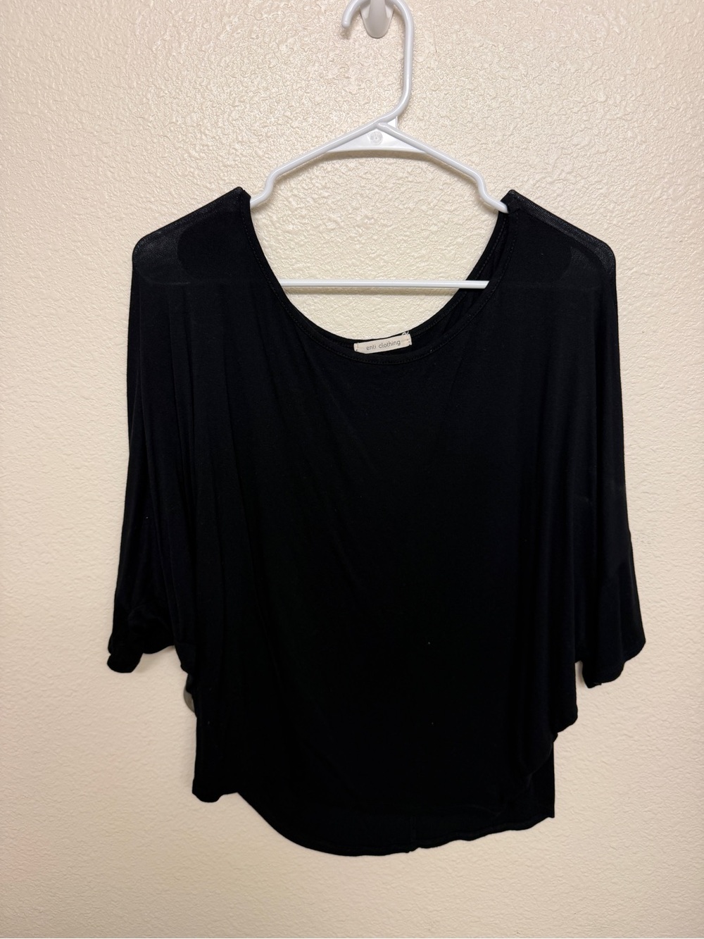 Women's Black Draped Batwing Top